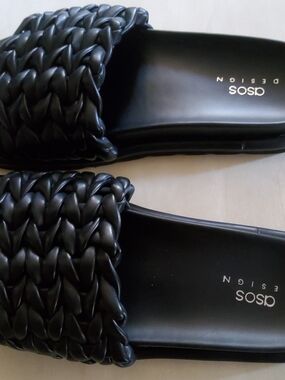 ASOS Black Braided Slide Sandals Sz. 8